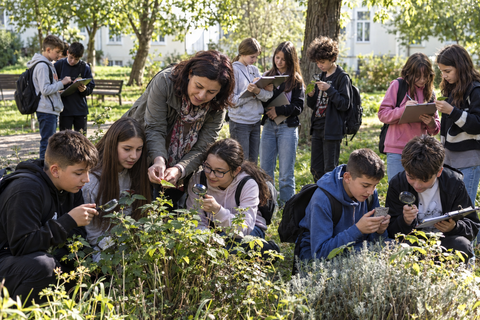 Elevi care participă la o activitate educațională în aer liber în timpul programului Școala Altfel