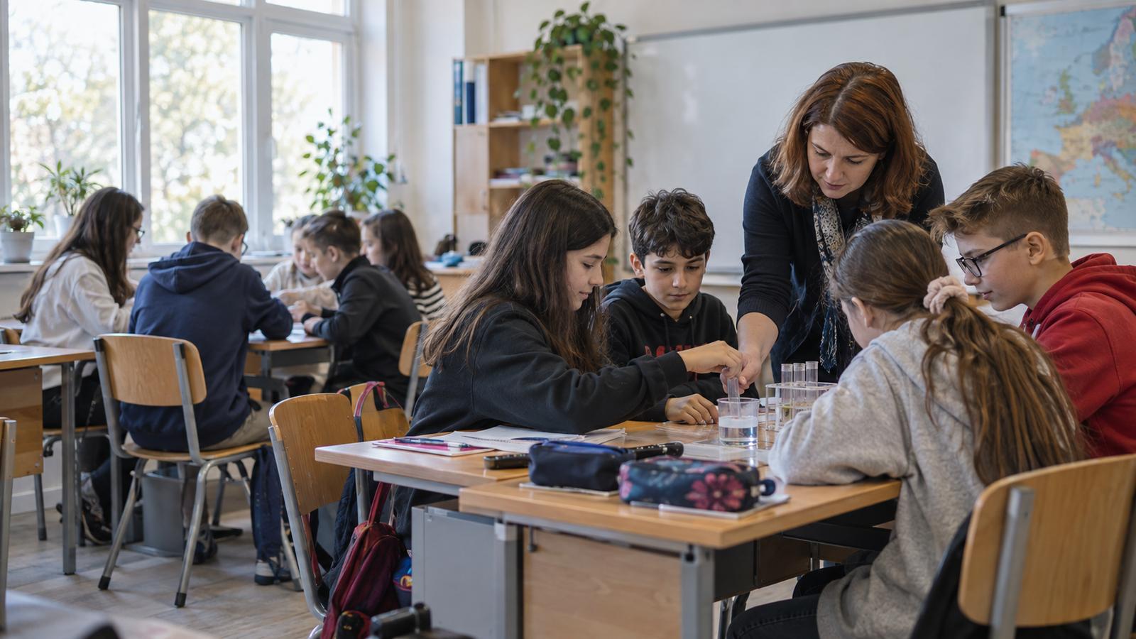 Elevi care participă la o activitate practică în cadrul programului Școala Altfel